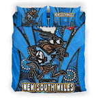 new-south-wales-rugby-league-team-bedding-set-new-south-wales-blues-mascot-with-aboriginal-art-state-of-origin-bedding-set