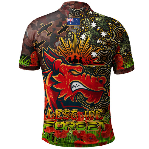 stgeorge-rugby-polo-shirt-custom-anzac-dragons-with-remembrance-poppy-and-indigenous-patterns-polo-shirt