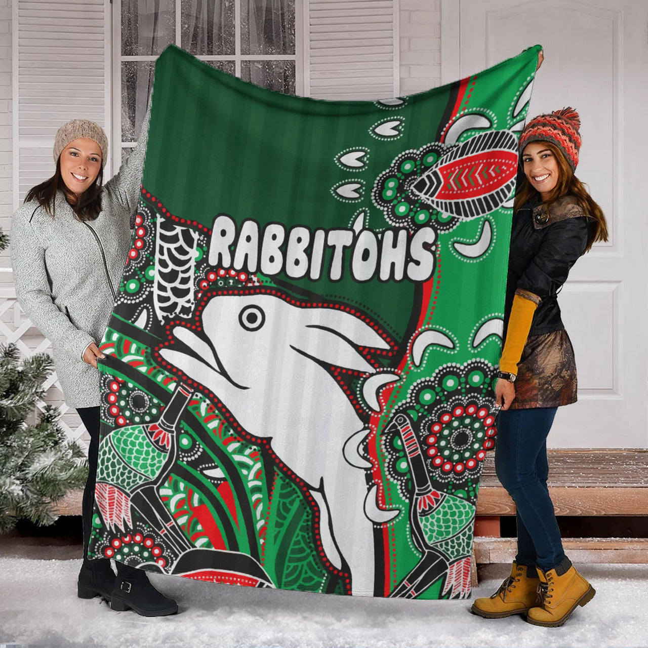 south-sydney-rabbitohs-rugby-custom-blanket-indigenous-dreaming-rabbitohs