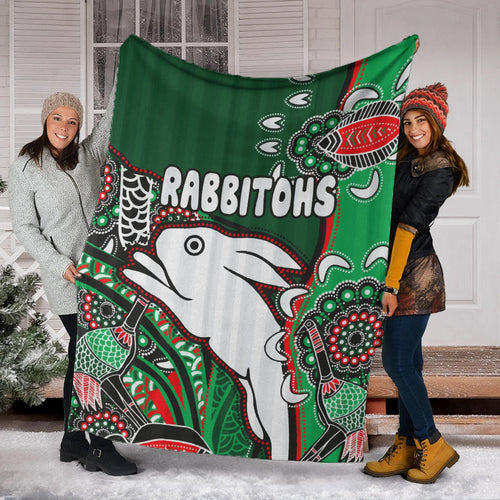 south-sydney-rabbitohs-rugby-custom-blanket-indigenous-dreaming-rabbitohs