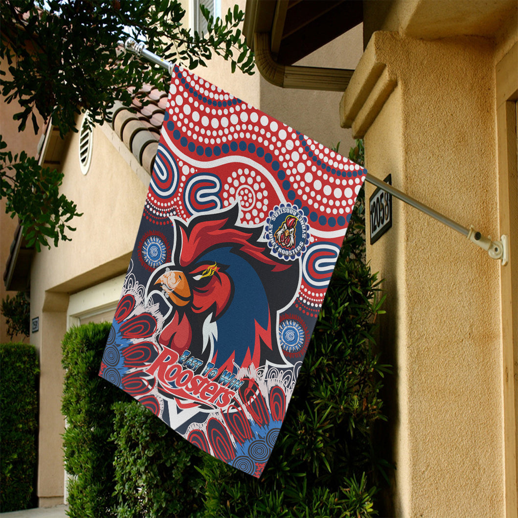 roosters-rugby-easts-to-win-flag-custom-indigenous-sydney-roosters-with-aboriginal-patterns-flag