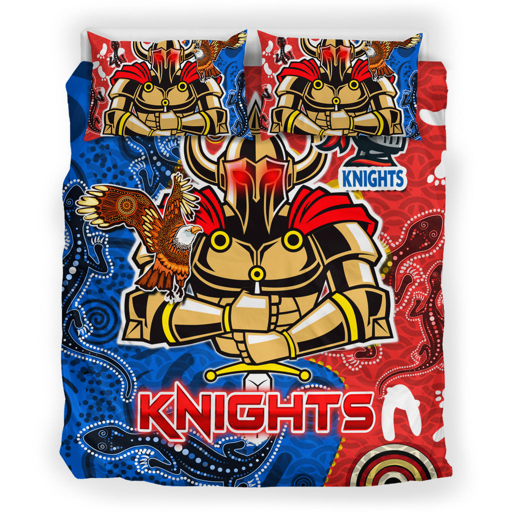 knights-aboriginal-rugby-bedding-set-custom-indigenous-knights-with-aussie-lizard-and-eagle