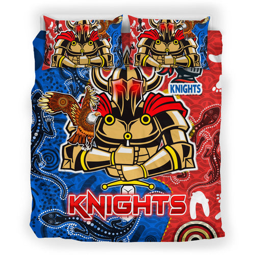 knights-aboriginal-rugby-bedding-set-custom-indigenous-knights-with-aussie-lizard-and-eagle