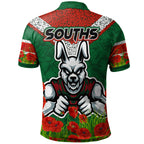 rabbitohs-rugby-polo-shirt-custom-souths-with-anzac-poppy-polo-shirt