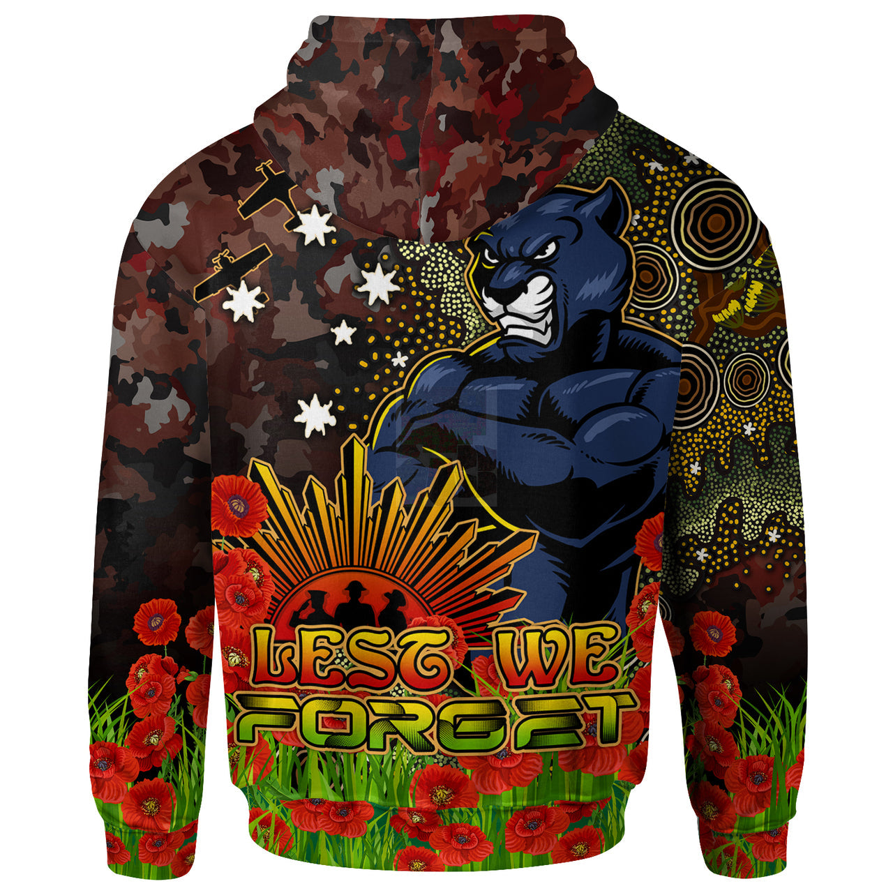 panthers-rugby-hoodie-custom-anzac-panthers-with-remembrance-poppy-and-indigenous-patterns-hoodie
