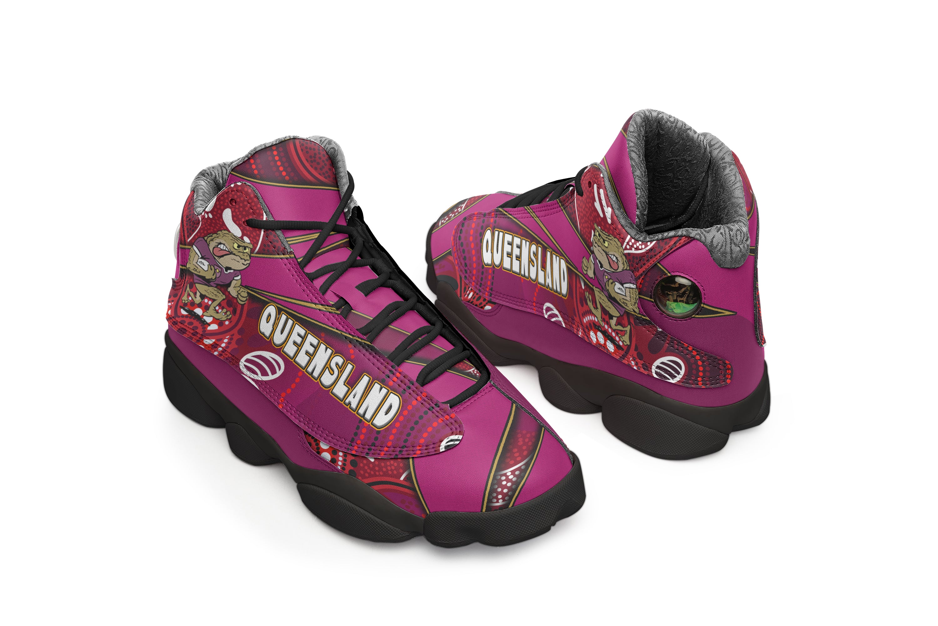 queensland-rugby-league-team-high-top-basketball-shoes-j13-queensland-maroons-mascot-aboriginal-art-state-of-origin-sneakers-j13