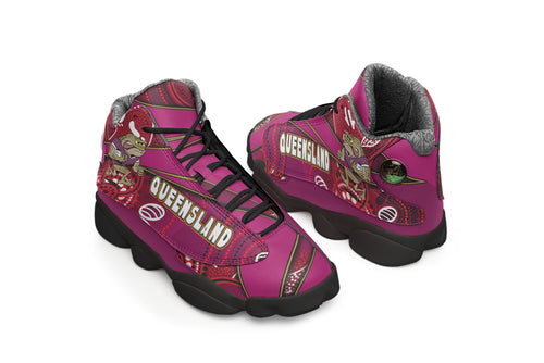 queensland-rugby-league-team-high-top-basketball-shoes-j13-queensland-maroons-mascot-aboriginal-art-state-of-origin-sneakers-j13