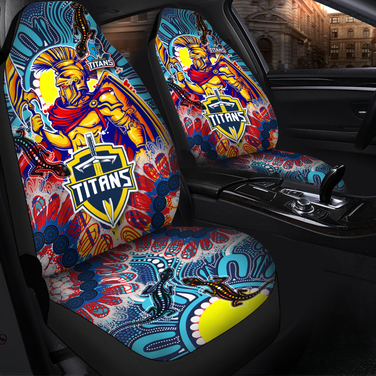 titans-aboriginal-custom-rugby-car-seat-cover-the-indigenous-titans-warriors-with-aboriginal-lizard-and-sun