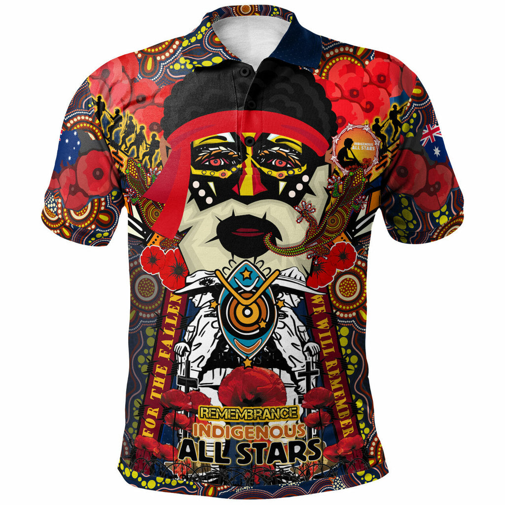 all-stars-rugby-aboriginal-anzac-custom-watercolour-polo-shirt-remembrance-indigenous-dreamtime-with-poppy-flower