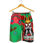 rabbitohs-rugby-aboriginal-anzac-day-custom-watercolour-men-short-remembrance-indigenous-rabbitohs-with-poppy-flower