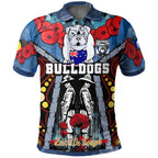 bulldogs-aboriginal-rugby-anzac-day-custom-polo-shirt-remembrance-indigenous-bulldogs-with-poppy-flower-watercolour-style