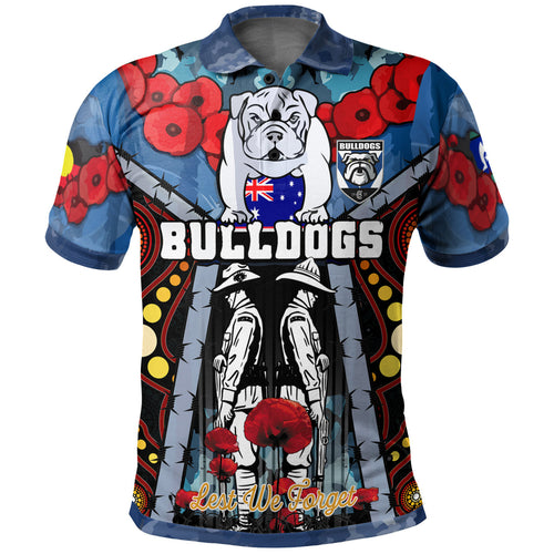 bulldogs-aboriginal-rugby-anzac-day-custom-polo-shirt-remembrance-indigenous-bulldogs-with-poppy-flower-watercolour-style
