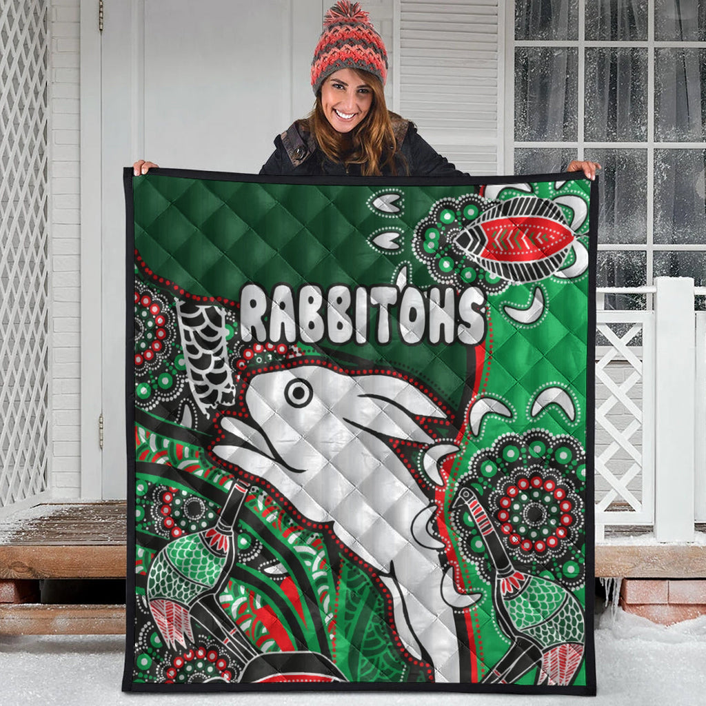 south-sydney-rabbitohs-rugby-custom-quilt-indigenous-dreaming-rabbitohs