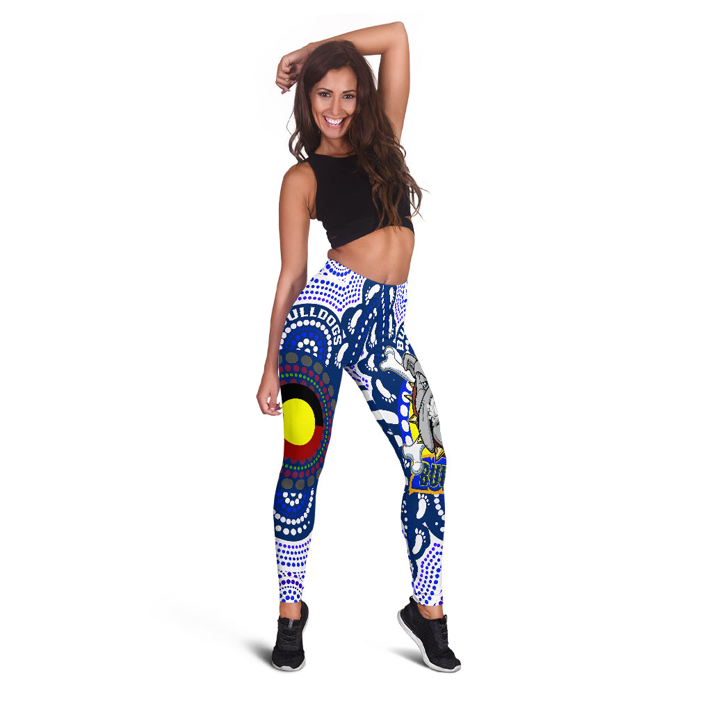 bulldogs-rugby-indigenous-leggings-custom-super-berries-with-aboriginal-flag-and-footprint-leggings