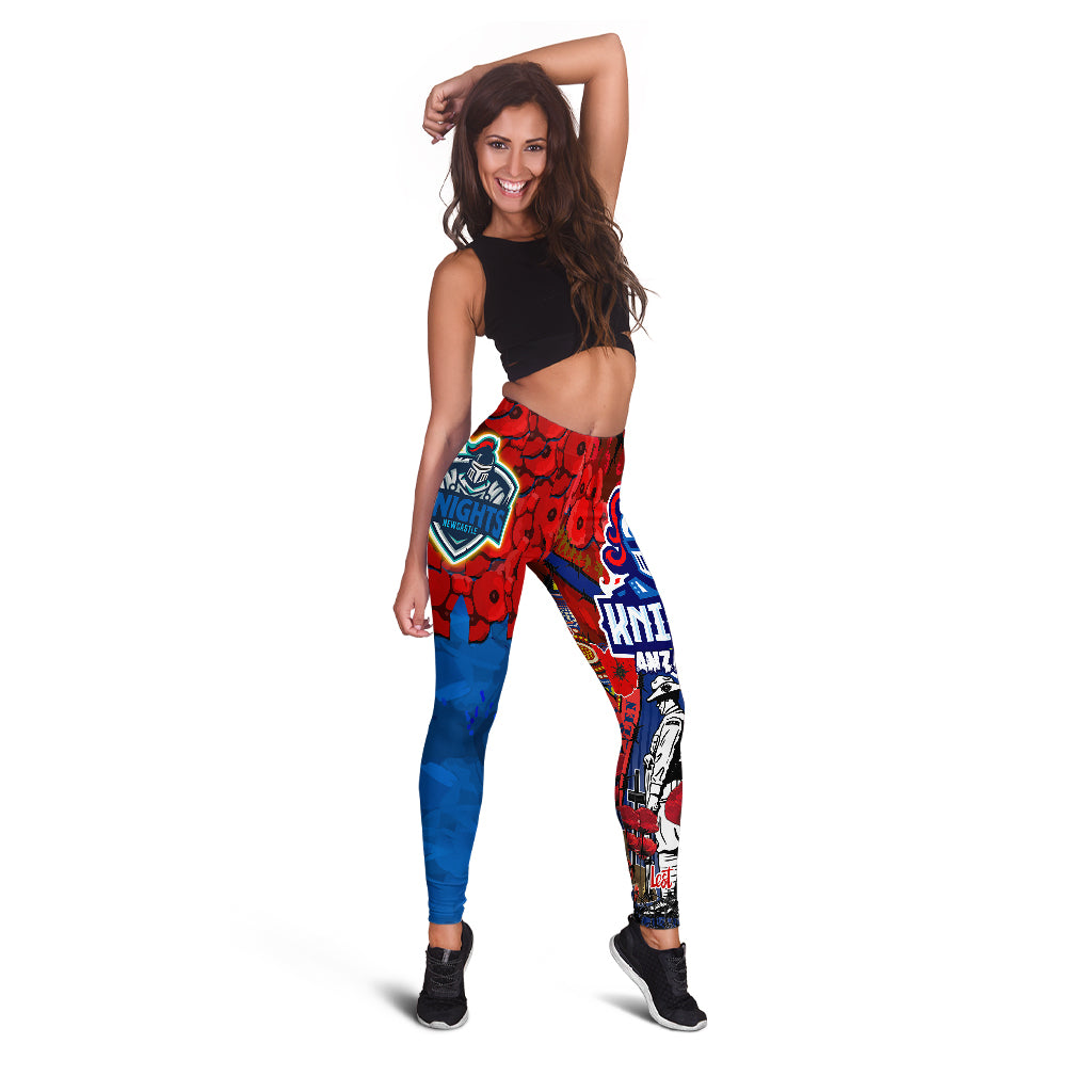 knights-rugby-anzac-watercolour-leggings-remembrance-indigenous-newcastle-knights-with-poppy-flower-leggings
