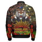 tigers-rugby-bomber-jacket-custom-anzac-tigers-with-remembrance-poppy-and-indigenous-patterns-bomber-jacket