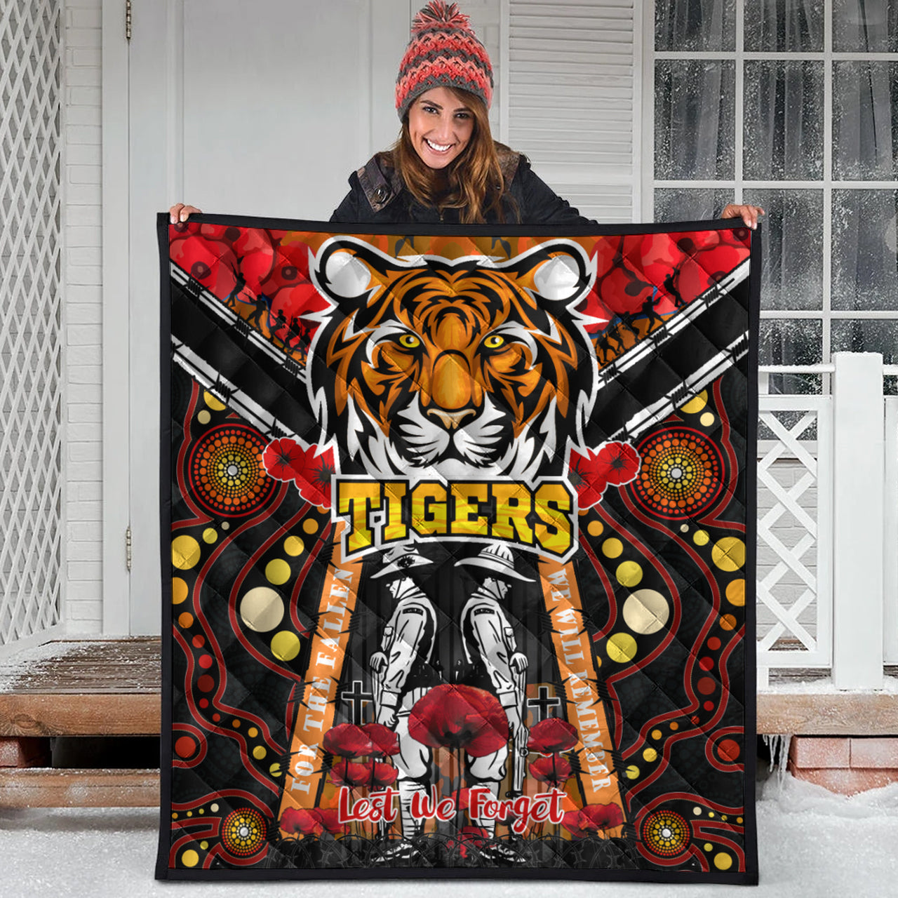 tigers-rugby-anzac-day-watercolour-quilt-custom-remembrance-west-tigers-with-poppy-flower