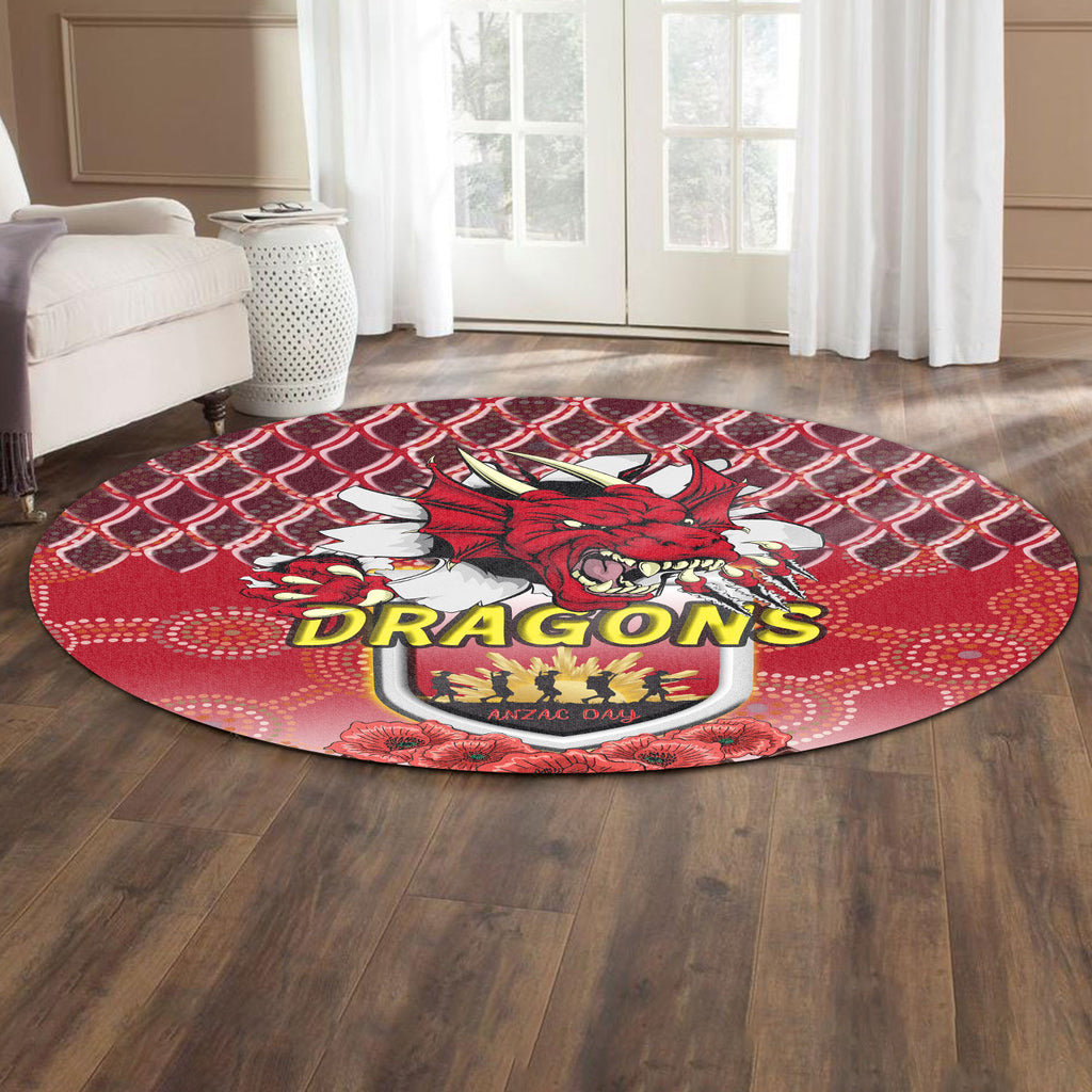 st-george-illawarra-dragons-rugby-round-rug-and-anzac-day-with-dragons-poppy-flower-patterns-round-rug