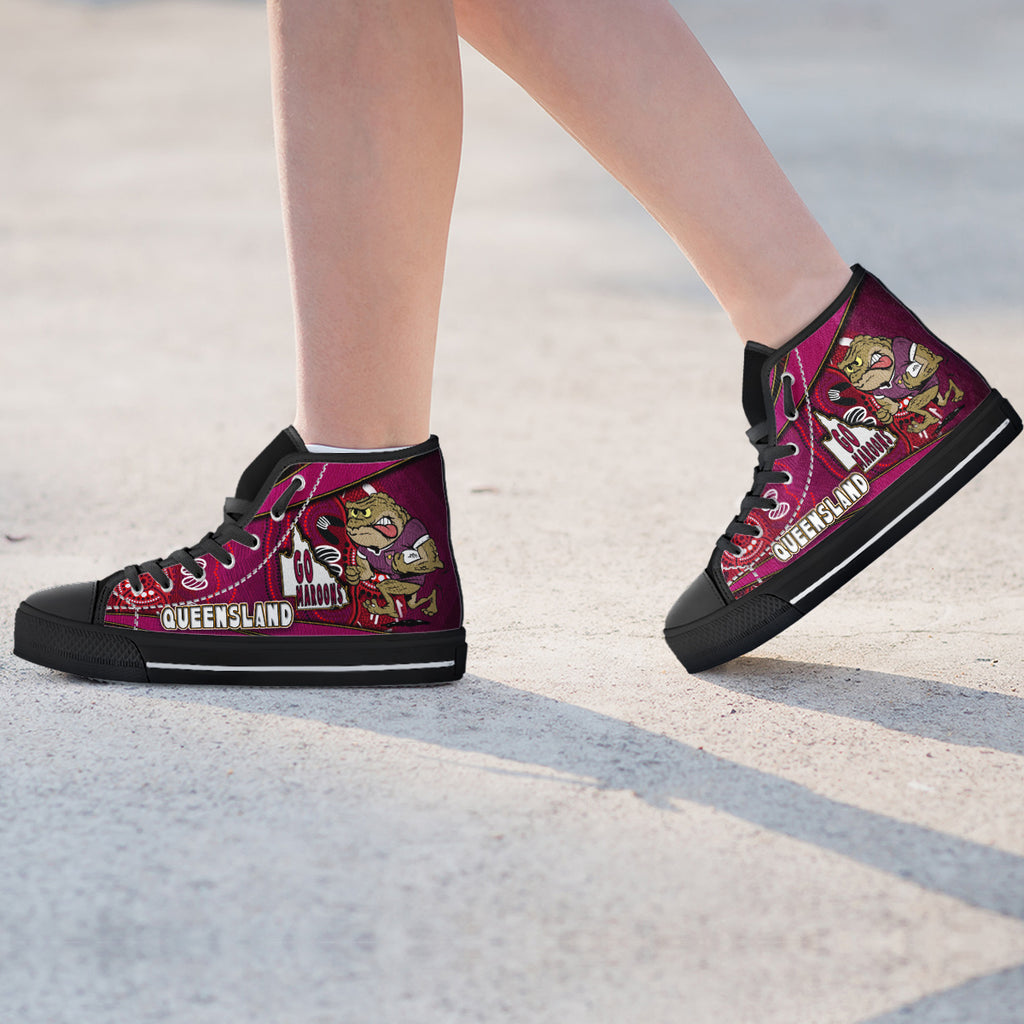 queensland-rugby-league-team-high-top-shoes-queensland-maroons-mascot-aboriginal-art-state-of-origin-high