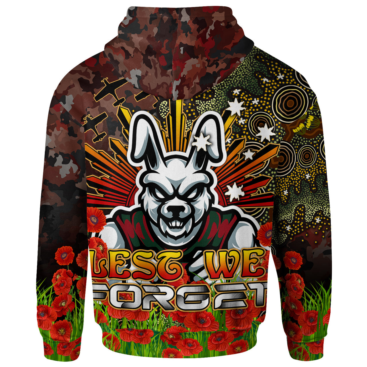 rabbitohs-rugby-hoodie-anzac-souths-with-remembrance-poppy-and-indigenous-patterns-hoodie