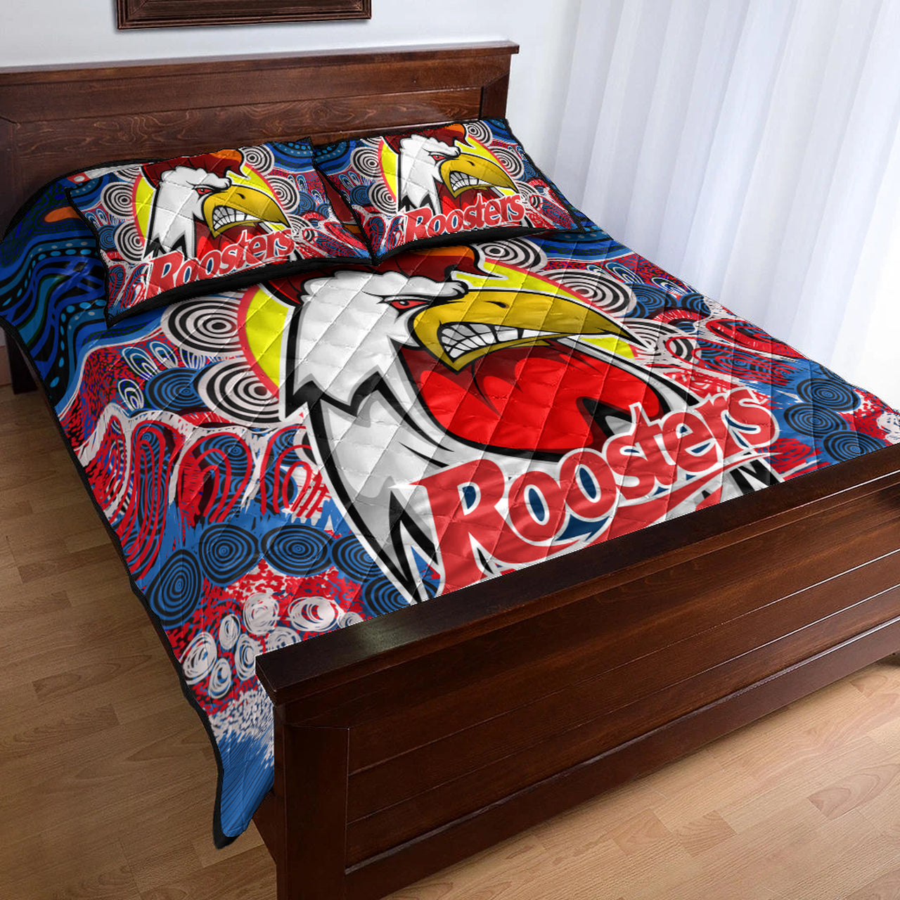roosters-indigenous-rugby-custom-quilt-bed-set-protection-under-the-sun