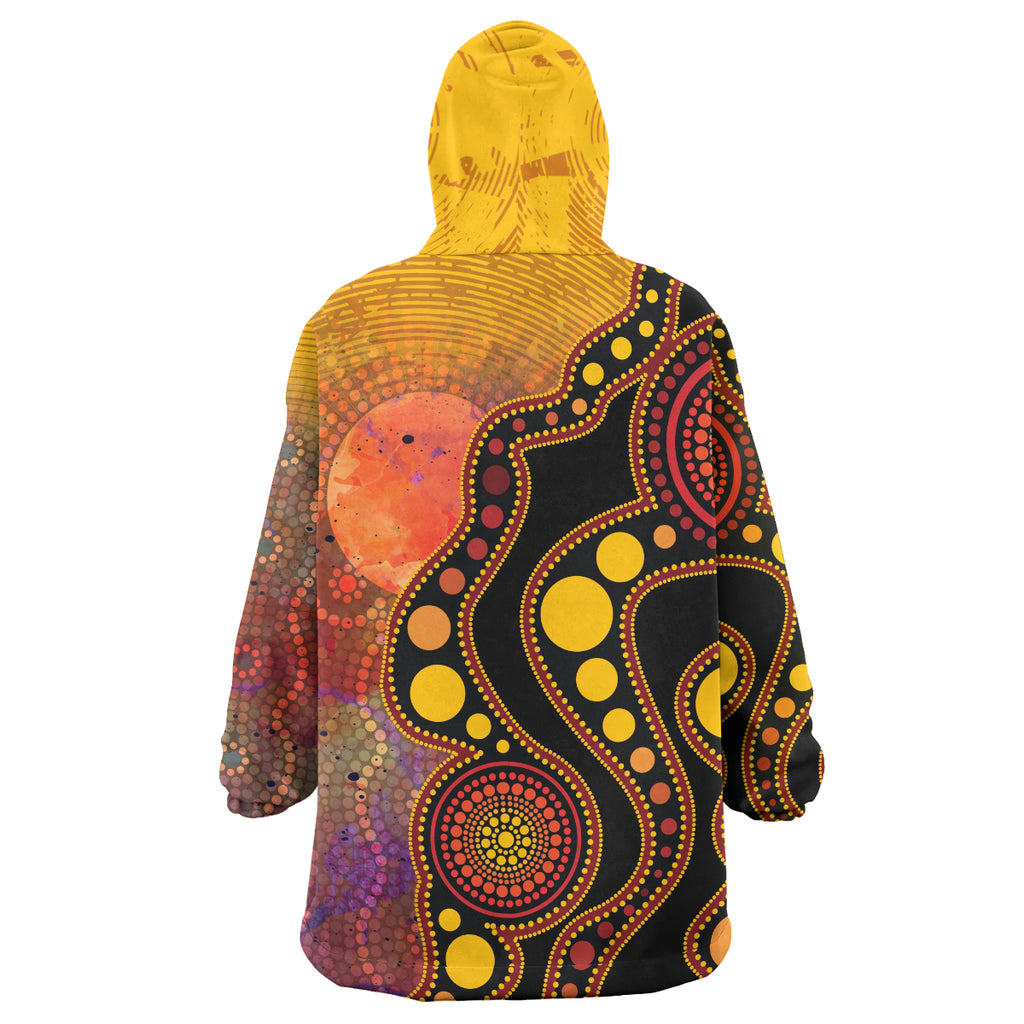 australia-aboriginal-inspired-wearable-blanket-hoodie-australia-indigenous-flag-circle-dot-painting-art-wearable-blanket-hoodie-golden