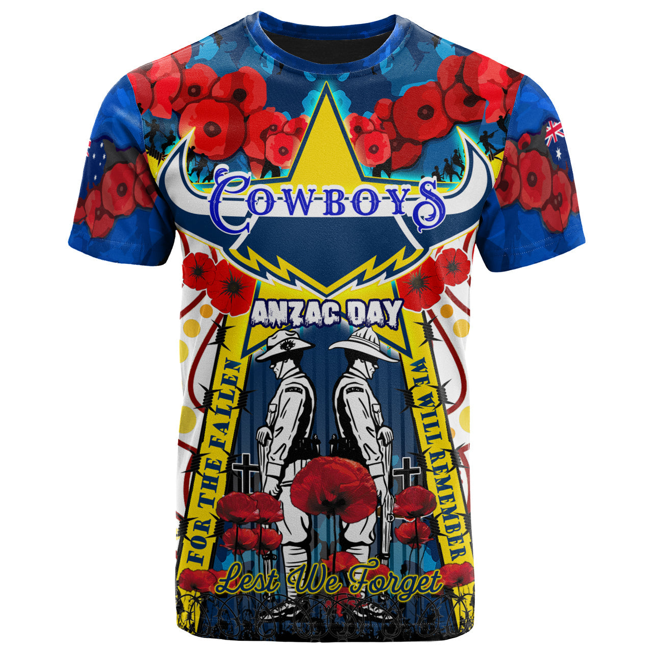 cowboys-rugby-anzac-day-watercolour-t-shirt-custom-remembrance-cowboys-with-poppy-flower