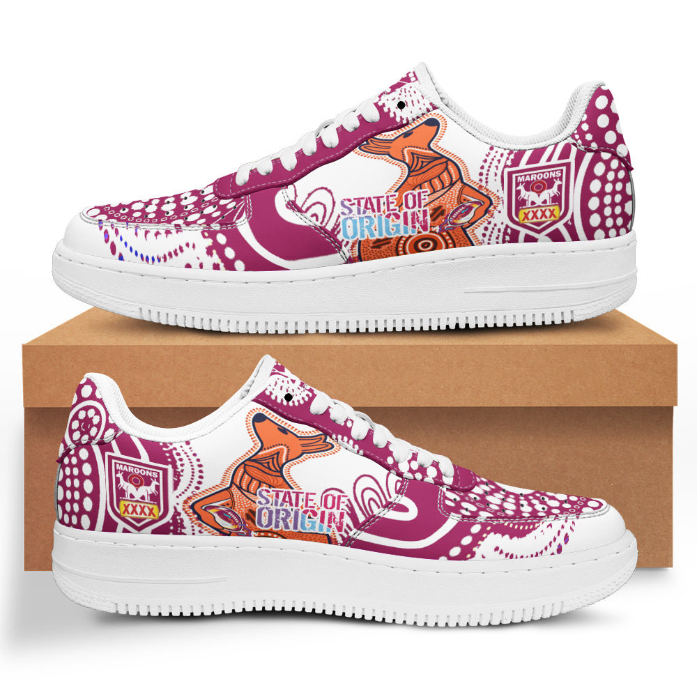 queensland-rugby-league-team-low-top-sneakers-f1-maroons-indigenous-kangaroo-state-of-origin-dot-art-painting-low-top-sneakers