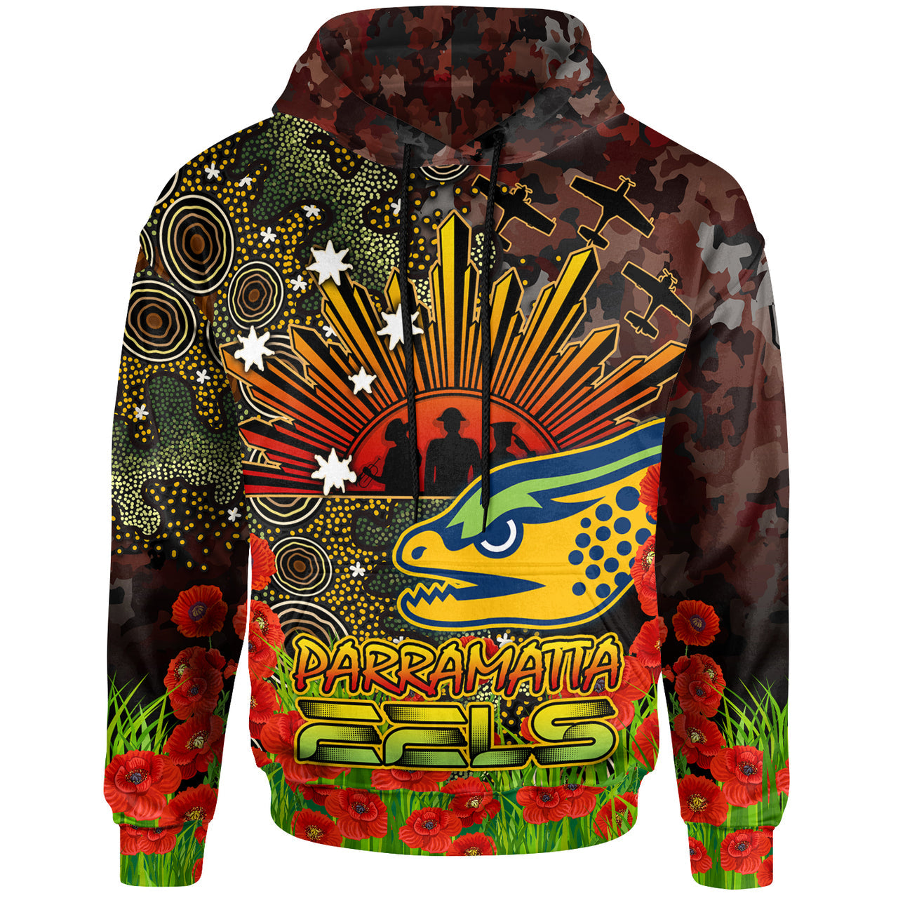 eels-rugby-hoodie-anzac-eels-with-remembrance-poppy-and-indigenous-patterns-hoodie