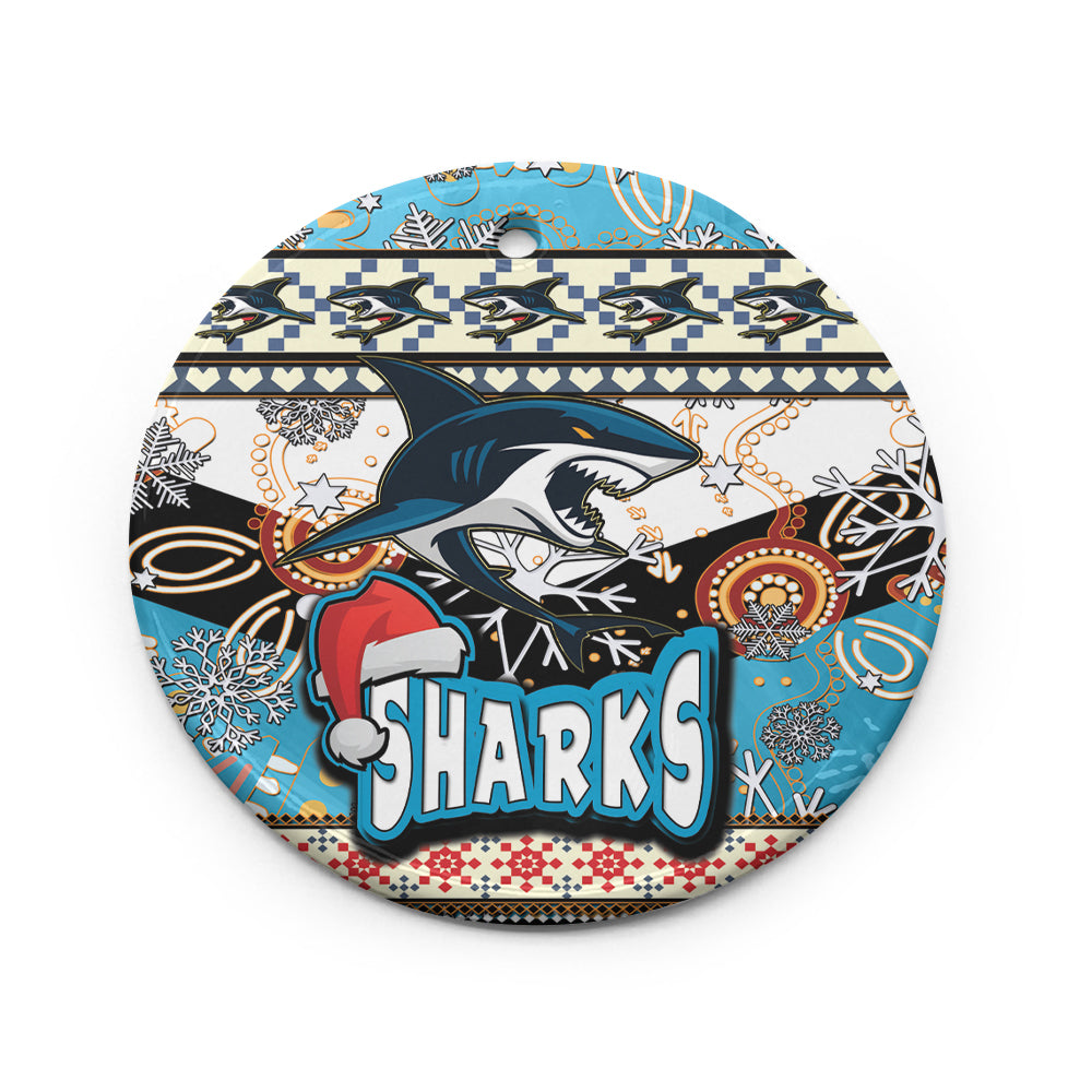 sharks-rugby-christmas-ceramic-ornament-xmas-sharks-christmas-balls-snowflake-with-aboriginal-patterns
