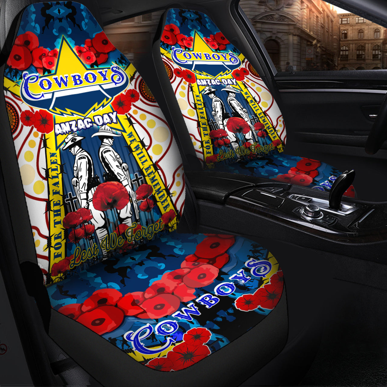 cowboys-anzac-day-watercolour-rugby-car-seat-cover-custom-remembrance-cowboys-with-poppy-flower