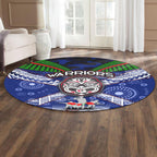 warriors-rugby-round-rug-aboriginal-dot-art-anzac-day-warriors-with-poppy-flower-patterns-round-rug