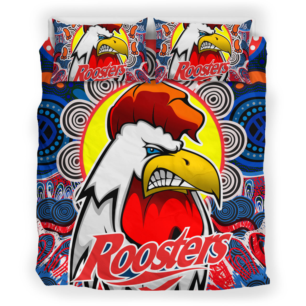 roosters-indigenous-rugby-custom-bedding-set-protection-under-the-sun