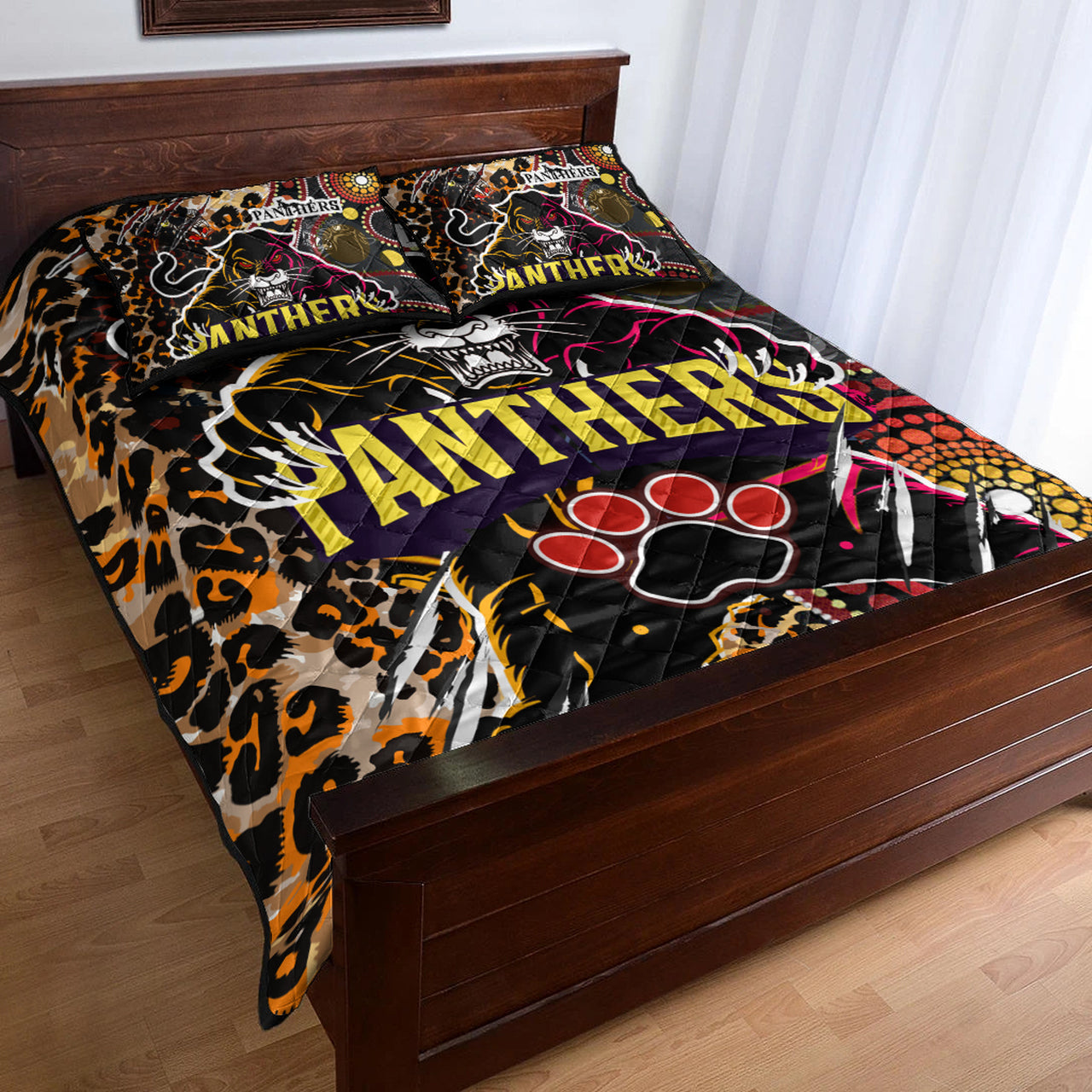 panthers-rugby-league-football-club-quilt-bed-set-the-indigenous-wild-black-panthers-scratch-style