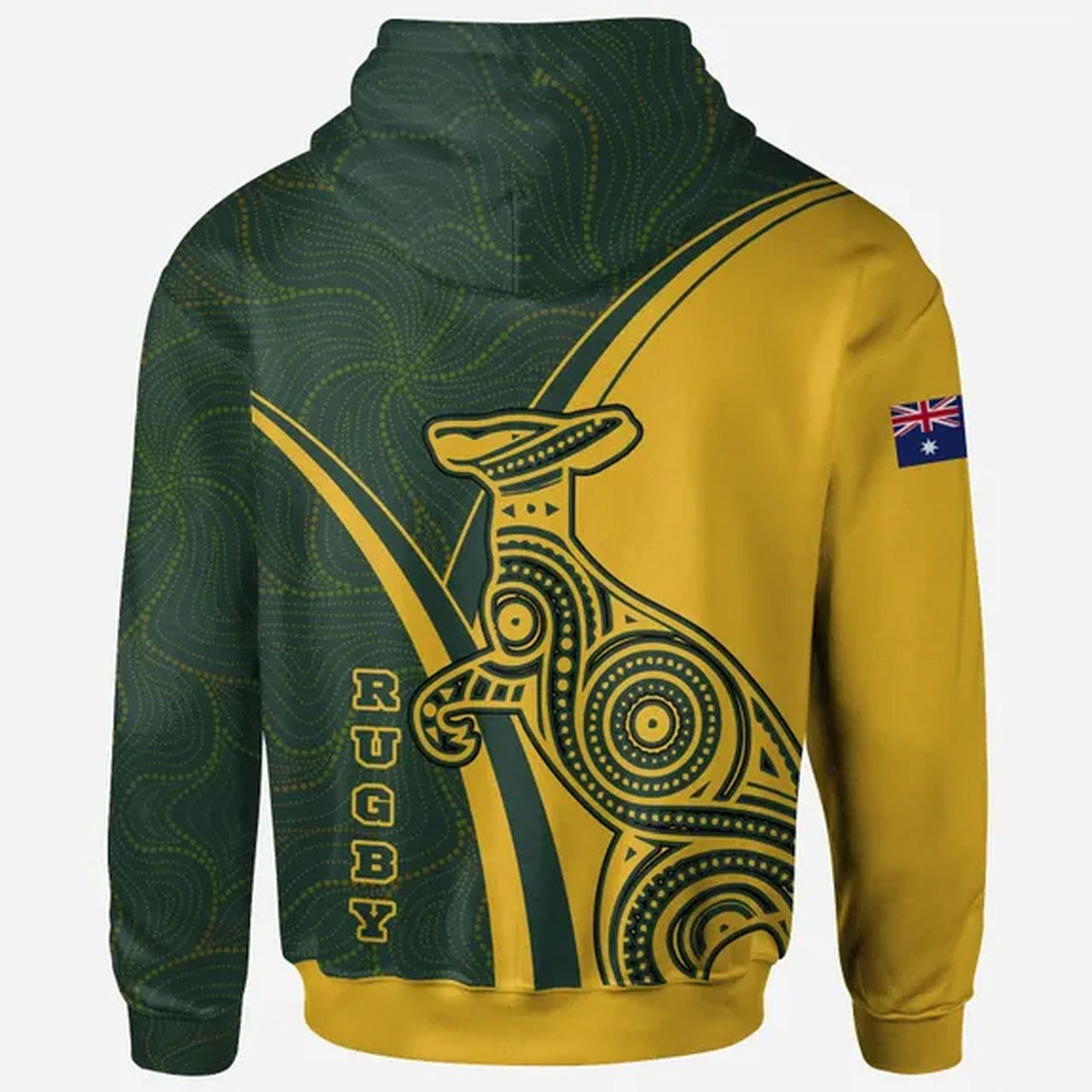 Wallabies Rugby Hoodie - Australian Kangaroo & Aboriginal Patterns Hoodie RLT13