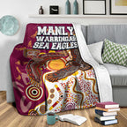 sea-eagles-aboriginal-rugby-blanket-double-sea-eagles-with-tribal-sun-and-footprints
