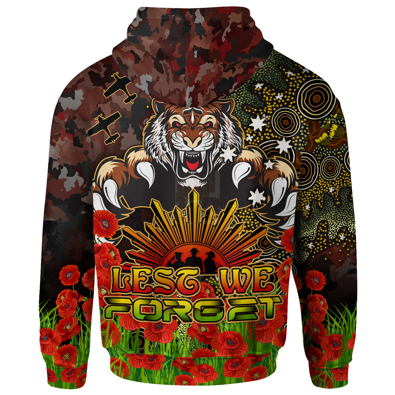 tigers-rugby-hoodie-custom-anzac-tigers-with-remembrance-poppy-and-indigenous-patterns-hoodie-1