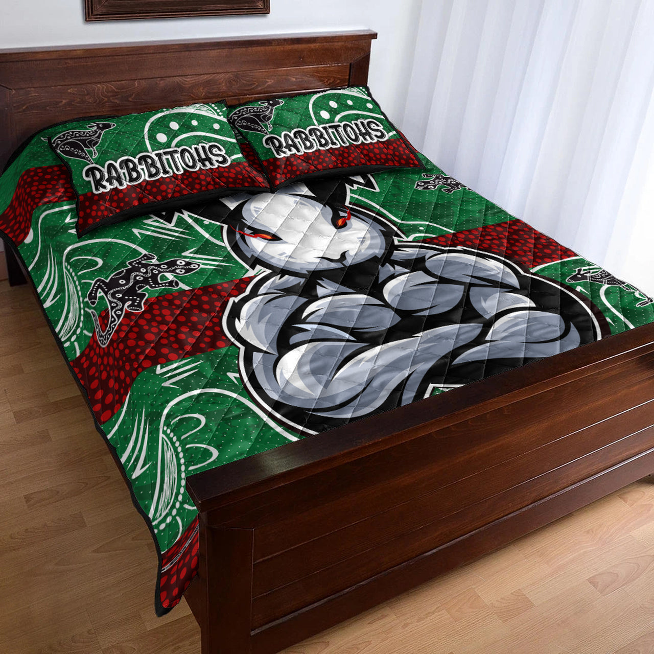 rabbitohs-quilt-bed-set-custom-indigenous-super-rabbitohs-quilt-bed-set