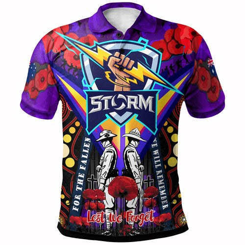Storm Rugby Anzac Day Watercolour T-Shirt - Custom Remembrance Melbourne Storm With Poppy Flower RLT13