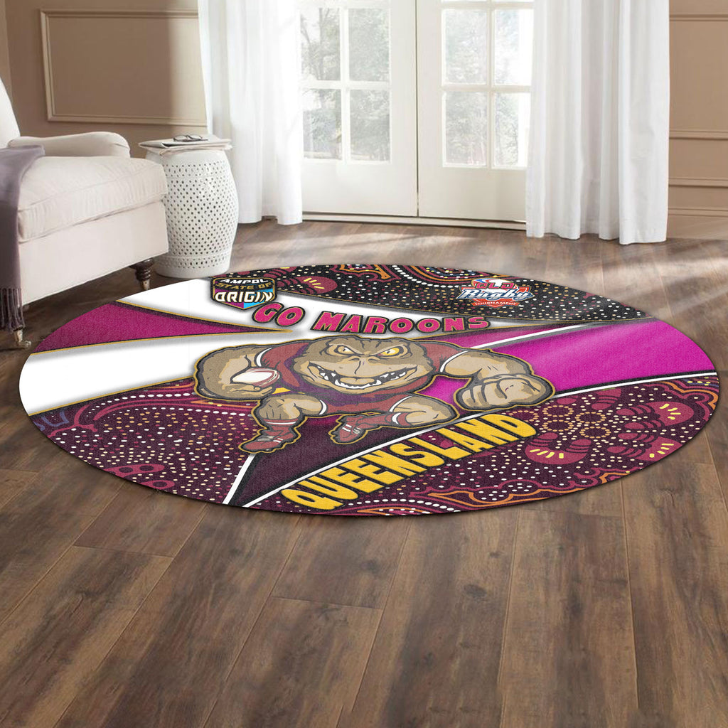 queensland-rugby-league-team-round-rug-queensland-maroons-with-aboriginal-patterns-state-of-origin-round-rug