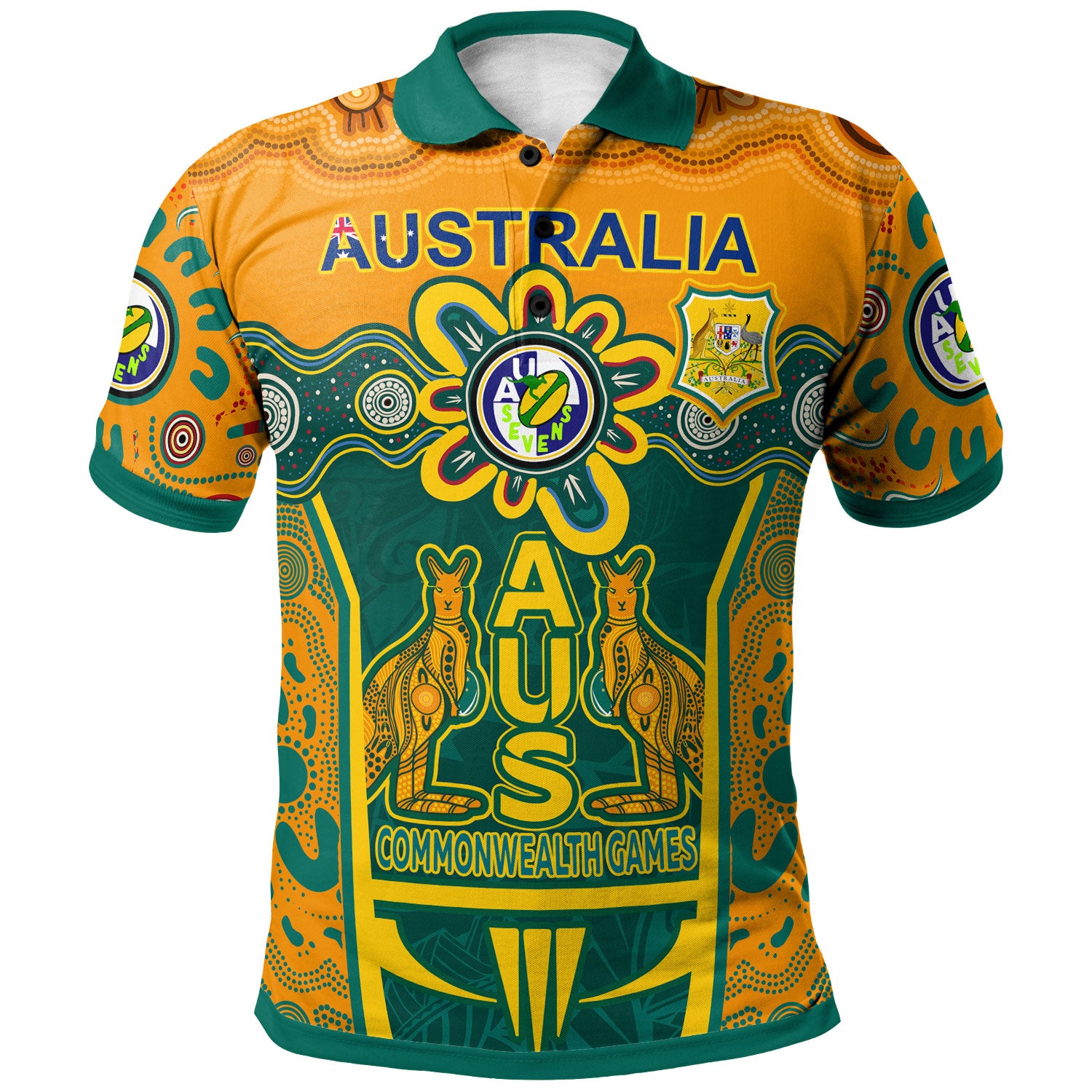 australian-rugby-sevens-mens-squad-polo-shirt-custom-aussie-7s-indigenous-commonwealth-games-with-australia-coast-of-arm-polo-shirt