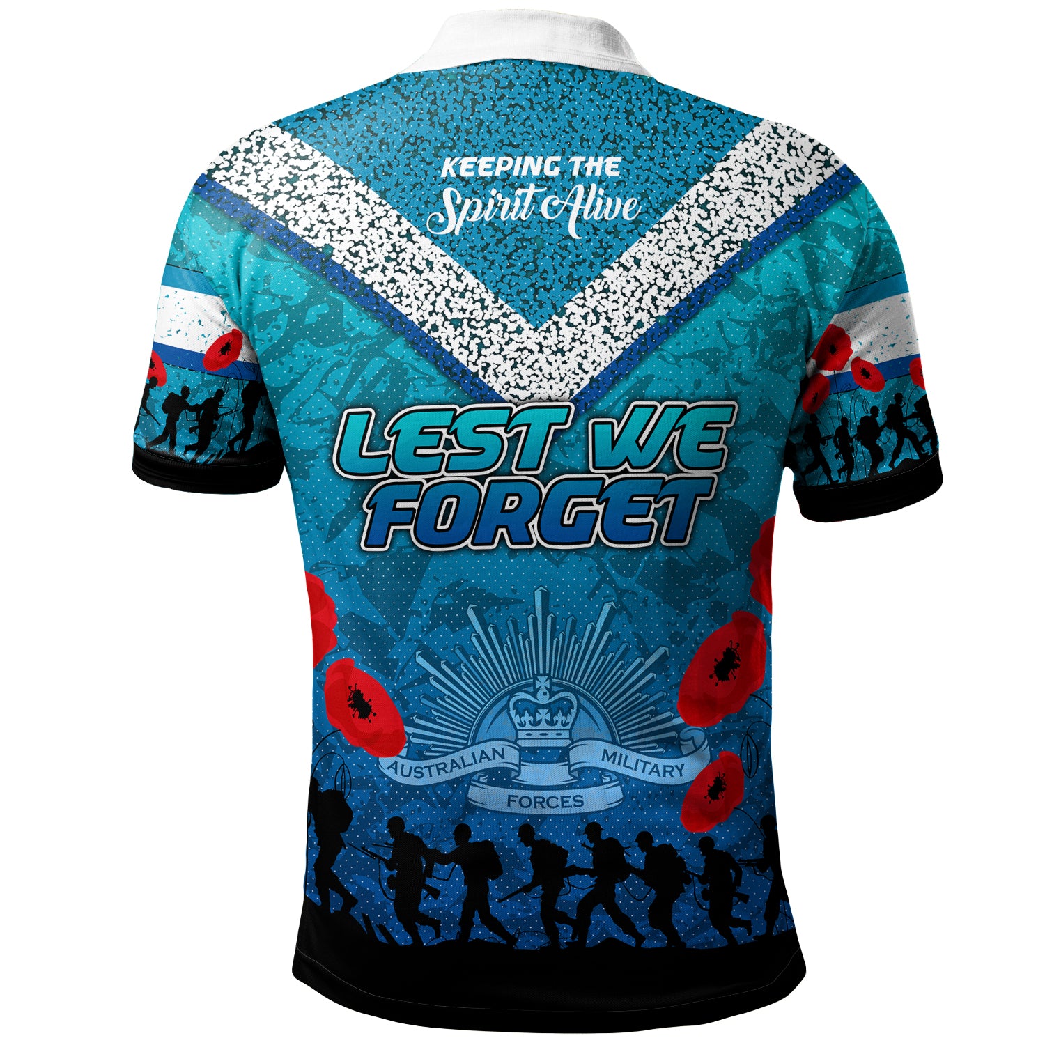 australia-cronulla-anzac-custom-polo-shirt-blue-keeping-the-spirit-alive-polo-shirt