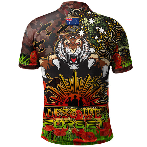 tigers-rugby-polo-shirt-custom-anzac-tigers-with-remembrance-poppy-and-indigenous-patterns-polo-shirt