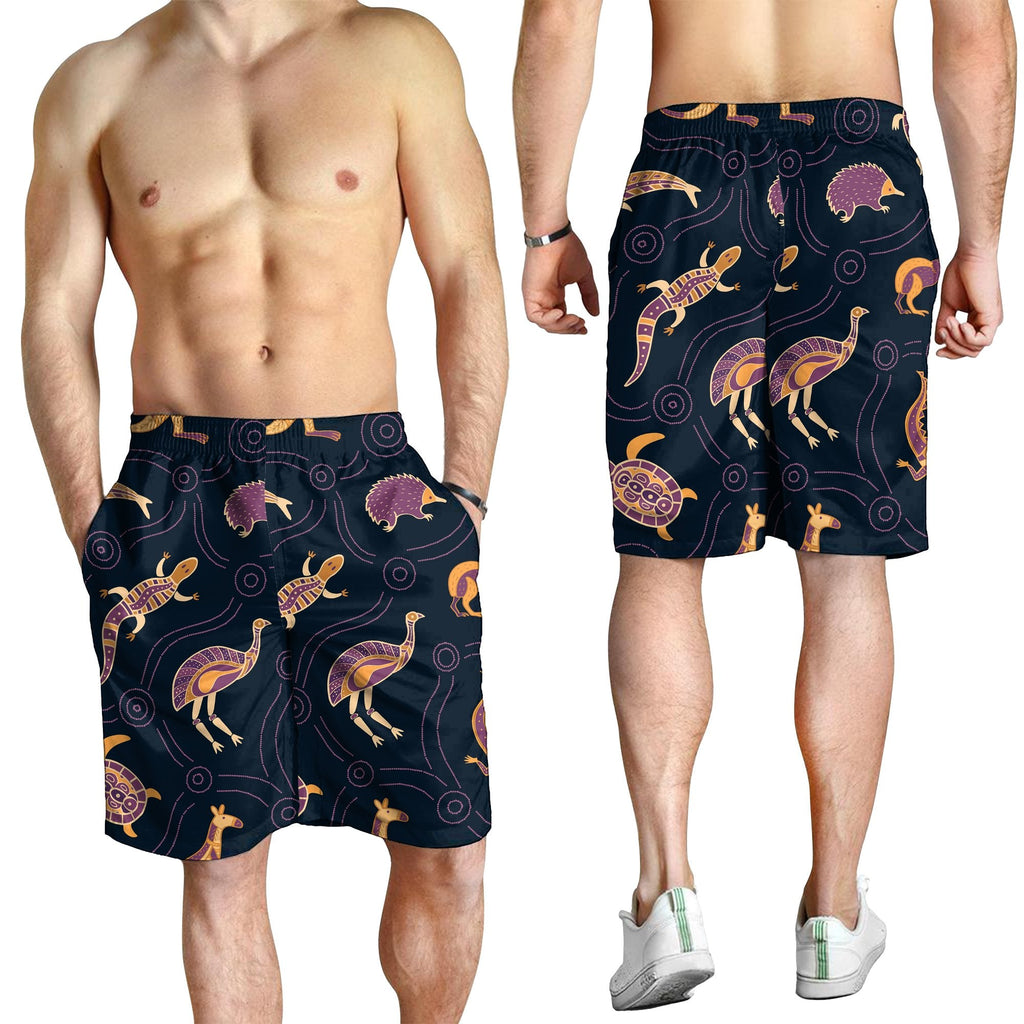 mens-shorts-indigenous-animals-patterns