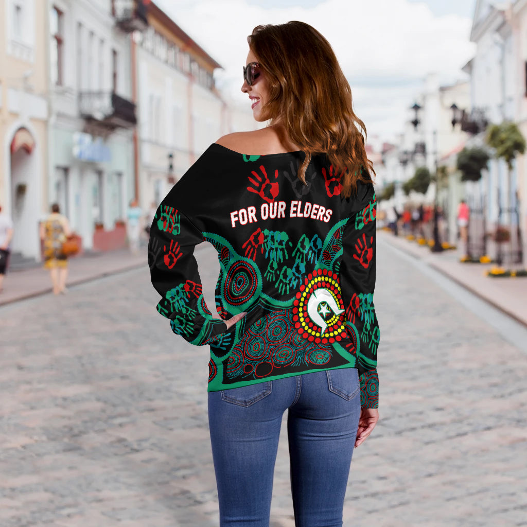 NAIDOC Week 2023 Aboriginal Art For Our Elders Women Off Shoulder Sweater - LT12