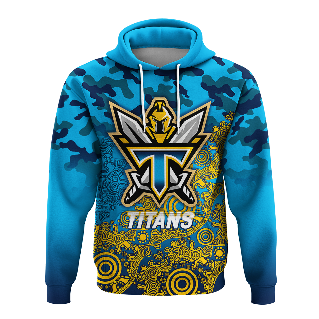 Titans Rugby ANZAC Day Camouflage Indigenous Art Hoodie - LT12