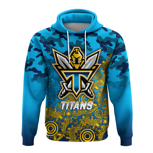 Titans Rugby ANZAC Day Camouflage Indigenous Art Hoodie - LT12