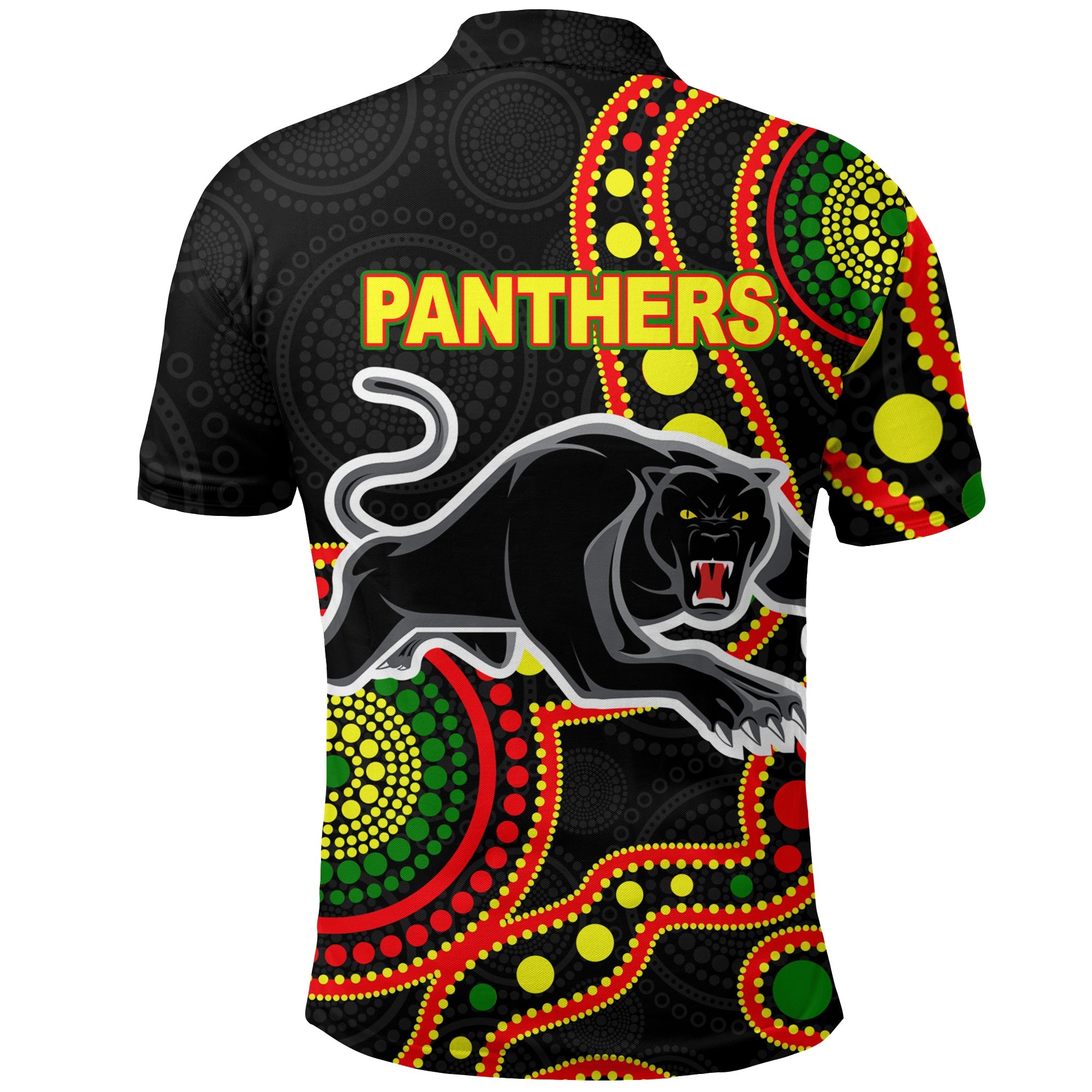 custom-personalised-panthers-polo-shirt-aboriginal-dot-painting
