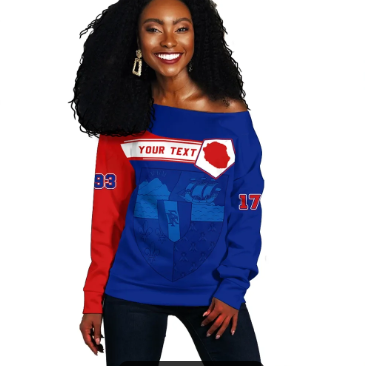 (Custom Text) Vibe Hoodie Africa Women's Off Shoulder Sweater - Reunion - AF01