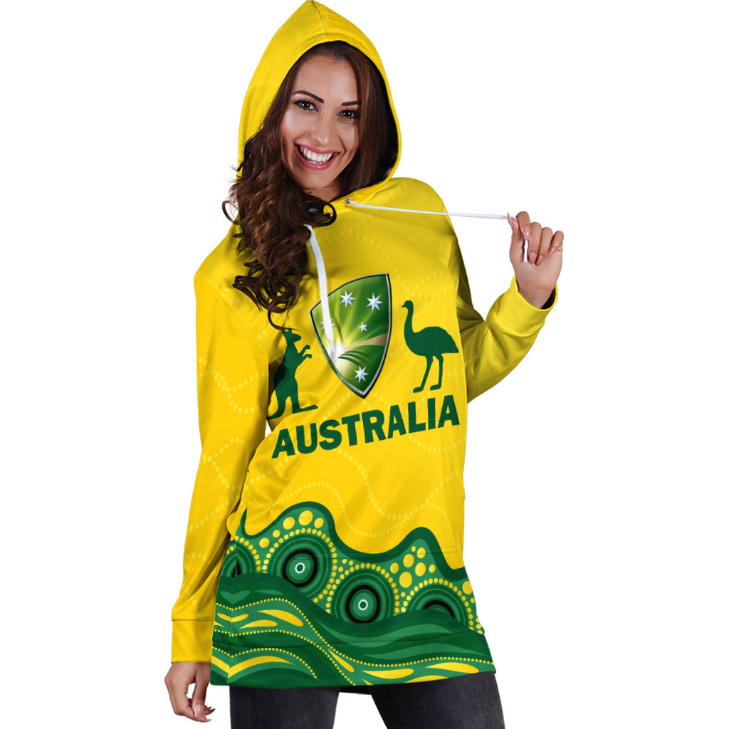 (Custom Personalised) Australia Cricket Aboriginal Pattern Hoodie Dress - LT2